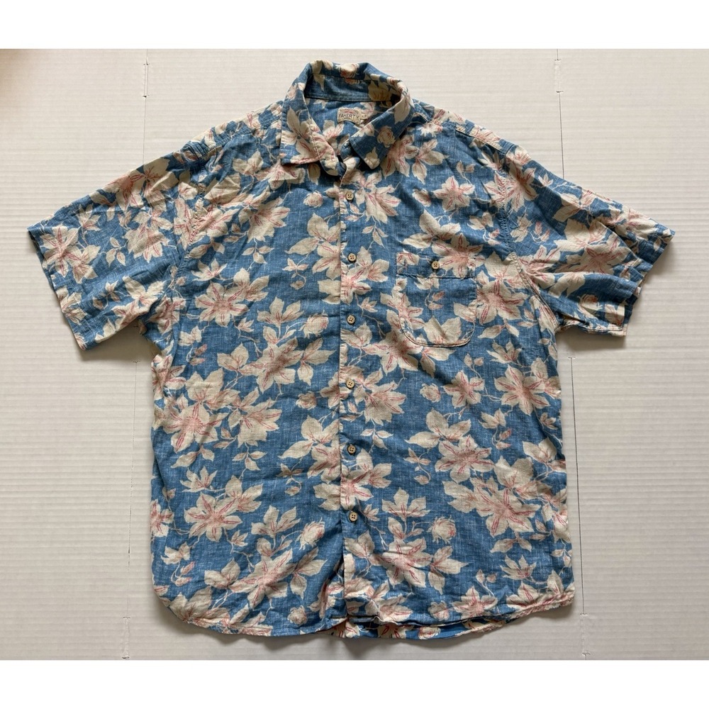 Faherty Men's Hawaiian Linen Blend Shirt Short Sleeve Button Up XL